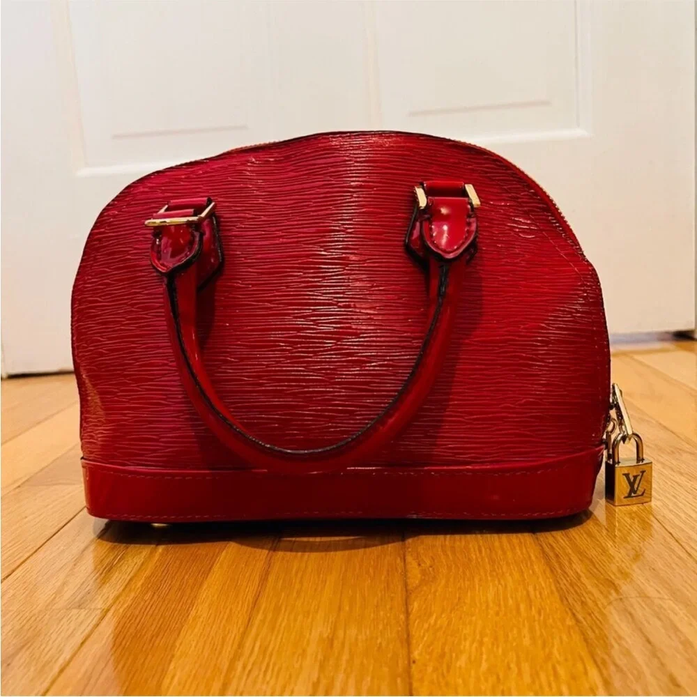 Louis Vuitton X Supreme Collab Logo Coquelicot Epi Red Leather Alma BB Bag - Picture 11 of 17